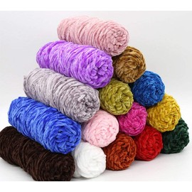 4 Skeins Chenille Yarn，Hand Knitting Soft Glossy Chenille Velvet Amigurumi Yarn for Crochet Weaving Blanket DIY Craft Total 400g (Fresh Orange)