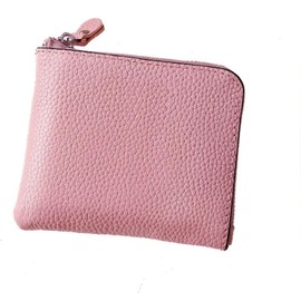 AMgrocery Women's Mini Wallet, Lightweight, Compact, Genuine Leather, Soft, Coin Purse, Pouch, Unisex, Small, Baby Pink (No Logo)