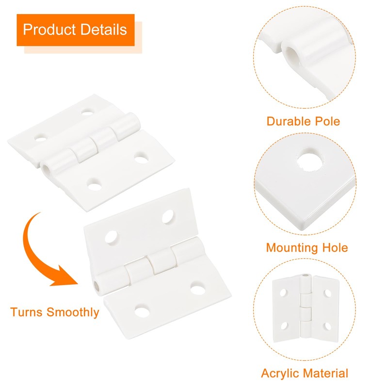 sourcing map 4Pcs Acrylic Hinges, 1.8 x 1.34 Inch Mini