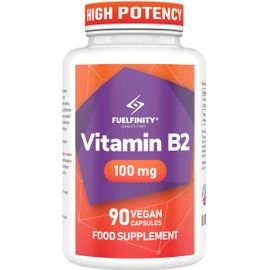FuelFinity® - Premium Vitamin B2 Riboflavin 100mg per Capsule - 90 Days Supply - Highest Manufacturing Standards - no additives - Vegan