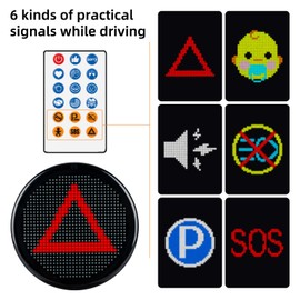 Gelrova LED Car Sign Finger Light with Remote, 17 Fun and Usable Gifs, Wave to Drivers, Customizable LED Display with App, Funny Car Accessories