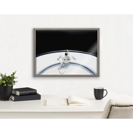 Kate and Laurel Blake Drifting Framed Printed Glass Wall Art by Alicia Abla, 18x24 Gray, Decorative Coastal Art for Wall