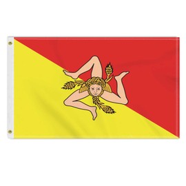 3×5 FT Italy Sicily Flag, Large 100D Italian Sicilian Outdoor Banner,Doube Side Printing Decor For Patio Garden With Brass Gromment