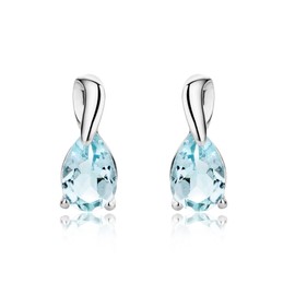 Miore Ladies 9ct White Gold Pear shape Aquamarine Earrings MG9234E