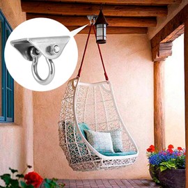 Fyearfly Stainless Steel Ceiling Hook for Swing Hanging Chair, Heavy Duty Ceiling Hook Punch Bag Holder, 180° Swing Hook with 4 Screws for Wood Hanging Swing, Up to 990 kg