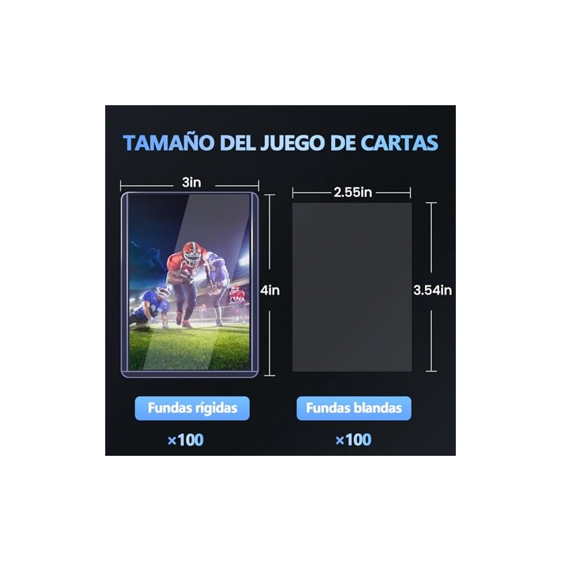 200 hojas Fundas para tarjetas de carga superior de 3