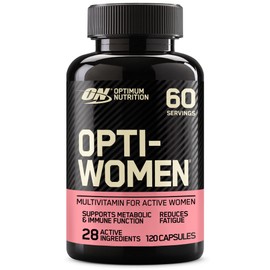 Optimum Nutrition ON Optiwomen Multivitamin and Mineral Capsules for Women with Folic Acid, Vitamin C, Vitamin D and B Complex High Dosage, Skin and Hair Vitamins, 60 Servings, 120 Capsules