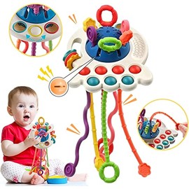 Divertido Juguete Sensorial De Silicona Para Niños,Juguete De Actividad De Cuerda De Tracción De Silicona Alimentaria Sin Bpa,Juguete De Motricidad Fina Para Niños,Regalos De Navidad Para Niños