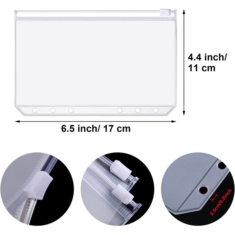 Pack of 20 A6 Holes Binder Pockets, 6-Hole Binder Pockets,