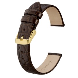 BISONSTRAP Leather Watch Straps, Soft Replacement Bands with Polished Buckle,20mm, Brown with Gold Buckle