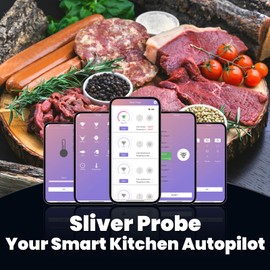 WiFi Bluetooth Wireless Meat Thermometer,Smart Wireless Meat Thermometer Digital Real-Time Alerts Smart Bluetooth Probe for BBQ, Grill, Oven, Smoker,Air Fryer,Smart App Support iOS/Android