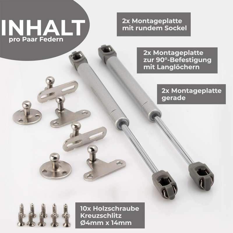 ID Dinkel Gas Spring 4 Pieces Mechanical Gas Lift 60N