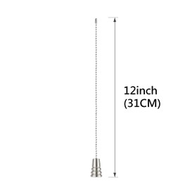 Aspen Creative Satin Nickel 20513-21, 12" Ceiling Fan Beaded Solid Steel Decorative Pull Chain Finish