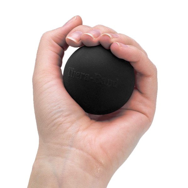 THERABAND Hand Exerciser, Stress Ball For Hand, Wrist, Finger, Forearm, Grip Strengthening & Therapy, Squeeze Ball to Increase Hand Flexibility & Relieve Joint Pain, Black, Extra Firm