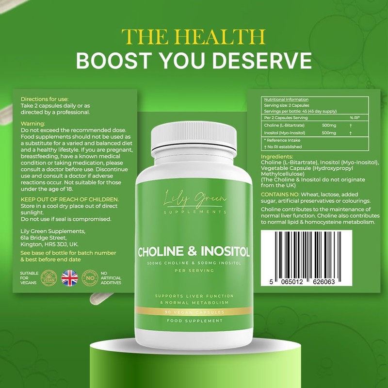 Lily Green Choline & Inositol Capsules | 500mg of Inositol