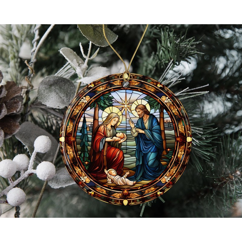 Stained Glass Christmas God Ornament Ceramic, Ornament Ceramic, Stained Glass