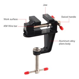 Saim Mini Flat Clamp Table Jaw Bench Clamp, Bench Vice Clamp on Table Vise Drill Press Vice for Wood Craft Carving Jewelry Making DIY Clip on Tool, Black