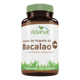 Aceite De Higado Bacalao 120 Cápsulas Vidanat Sabor Sin sabor