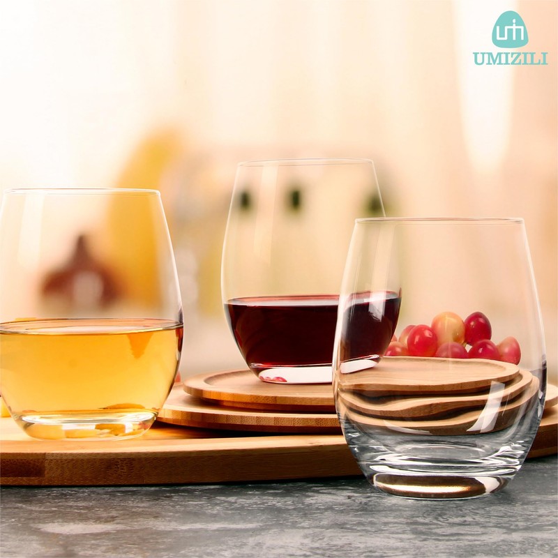 UMI UMIZILI Stemless Wine Glass Set of 12, 14OZ Wine