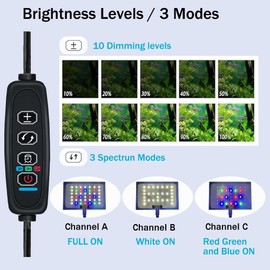 Corals Chat Aquarium Light, 3 Mode Clip on Fish Tank Light with Timer Function, Full Spectrum Aquarium Plant Light, Adjustable Brightness, for 8-16 Inch Fish Tank