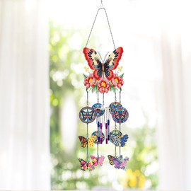 Diamond Painting 3D Wind Chime, Diamond Painting Butterfly Pendant, Window Decoration Butterfly Hanging, Diamond Painting Pendant on Both Sides, Ornaments for Window Decoration