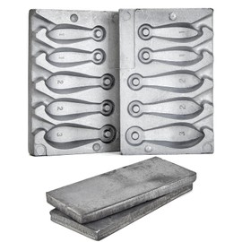 MOPHOEXII Bank Sinker Lead Mold with 2.1LB Lead Sheet, Fishing Weight Molds with 5 Mold Cavities, 1 oz, 2 oz, 3 oz, Without Handle