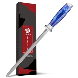 WILDMOK Damascus Serrated Steel Bread Knife, 8 Inches Serrated Bread Knife, Ergonomic Full Tang Resin Handlecolor: Blue, kitchen knife size: 8 inch