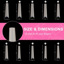 Tapered Extra Long Nail Tips, Ballerina Natural Acrylic Fake Nail Tips, Press On Nail False Nails with Box for Nail Salons and DIY Nail Art, 240PCS, 10 Sizes (Natural)