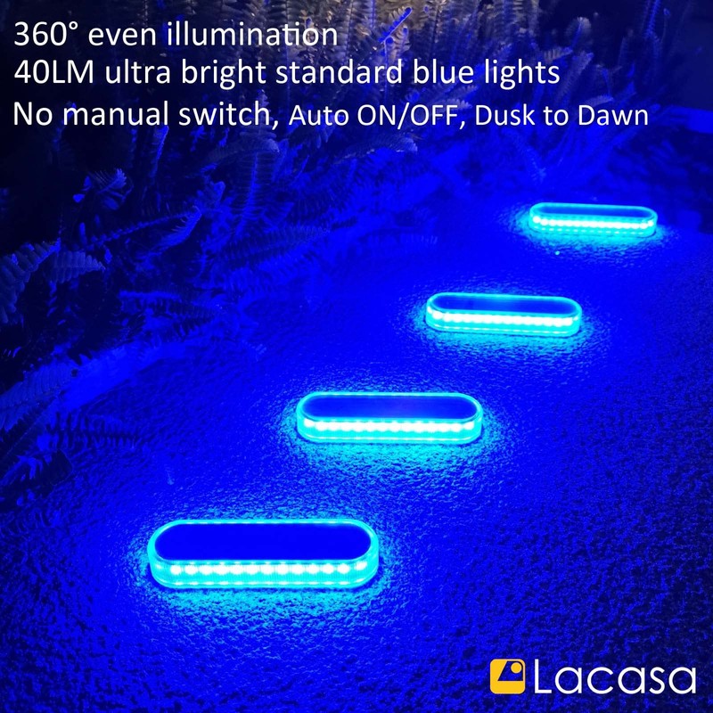 Lacasa Solar Dock Lights Marine 4-Pack - Solar Powered Blue
