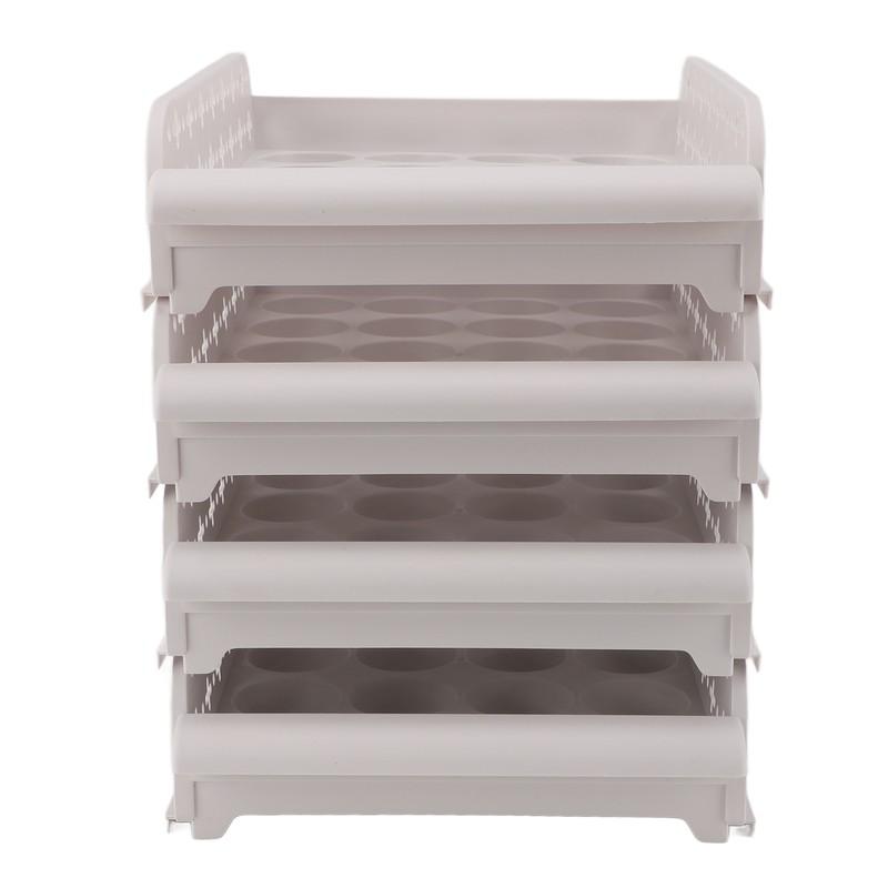 4PCS Egg Container for Refrigerator PP Stackable Shockproof Egg Drawer