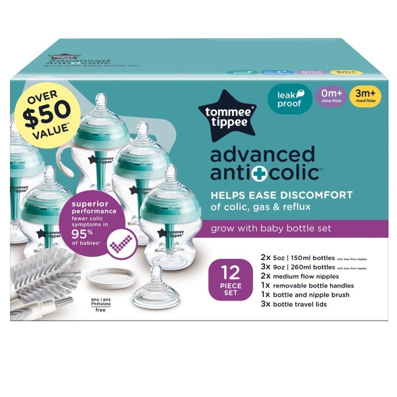 Tommee Tippee Advanced Anti-Colic 12 Piece Set, 5 oz and