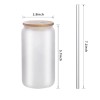 Unbranded Frosted Glass Can With Bamboo Lid And Straw Sublimation