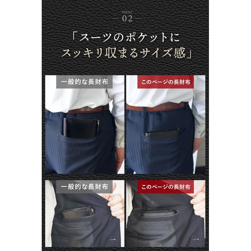 LS LASIEM Men's Long Wallet, Thin, Compact, Black