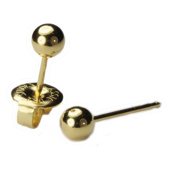 Studex LONG POST 14kt Yellow Gold 4mm Round Ball Studs Ear Piercing Earrings System 75 Universal