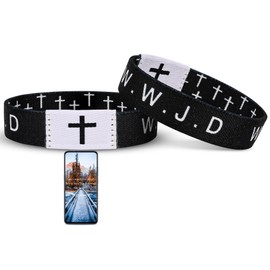 Pmormyy Daily Bible Verse WWJD Bracelet, Christian Jesus Wearable Bracelet for Women Men, WWJD Bracelet - What Would Jesus Do Bracelet Black