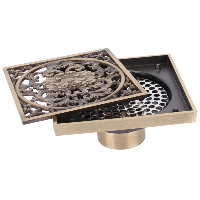 10x10cm Floor Drain Antique Copper Anti Odor Bathroom Floor Drainer