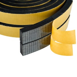 High Density Foam Weather Stripping Door Seal Strip Insulation Tape Roll for Insulating Door Frame, Window, Air Conditioner | Self Adhesive Sealing Weatherstrip (Black, 1 in 3/4 in x 13 Ft)