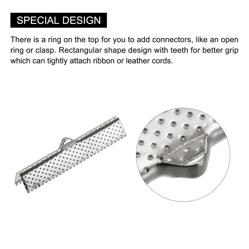 sourcing map Pack of 80 Ribbon Crimp Clamp End 35