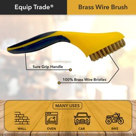 100% Brass Wire Brush | 8 Inch Handle | Rubber Comfort Sure Grip Hand | Multi-Purpose Uses | EQUIP TRADE