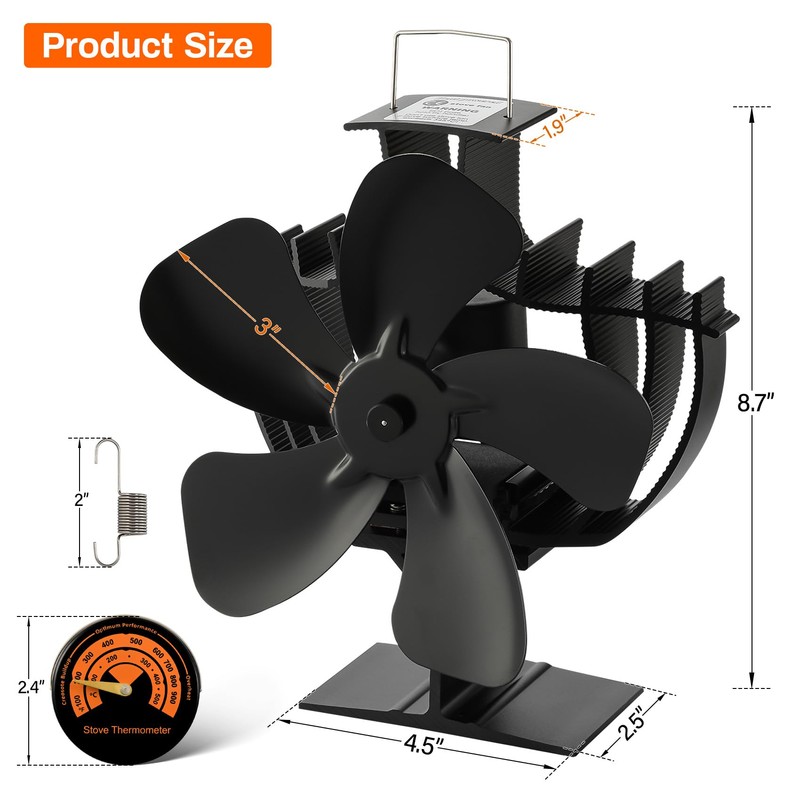 TCFUNDY Heat Powered Wood Stove Fan Oscillating, Fireplace Fan 60°