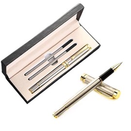 Bolígrafo Metal, Bolígrafos de Firma con 1 Bolígrafo de Punta Media, 2 Recambios Adicionales,Bolígrafos de Fibra de Carbono,0.5mm Carbono Bolígrafo Me