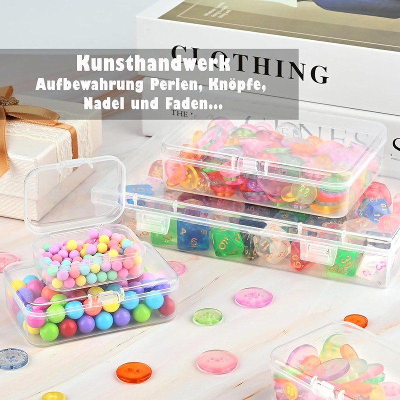 Duscdesp Pack of 24 Rectangular Plastic Boxes with Lids in