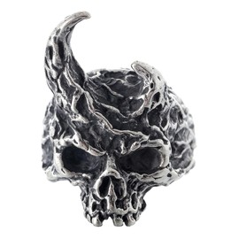 ZMY Home Demon Skull Ring - Asymmetrical Horns Skull Desgin Fashion Stainless Steel Jewelry (8)