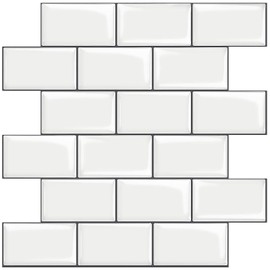 STICKGOO 10-Sheet White Subway Tiles Peel and Stick Backsplash, Stick on Tiles Kitchen Backsplash (Thicker Design)
