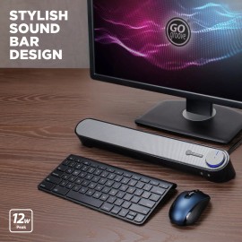 GOgroove SonaVERSE UBR USB Powered Computer Sound Bar Speaker (Black)