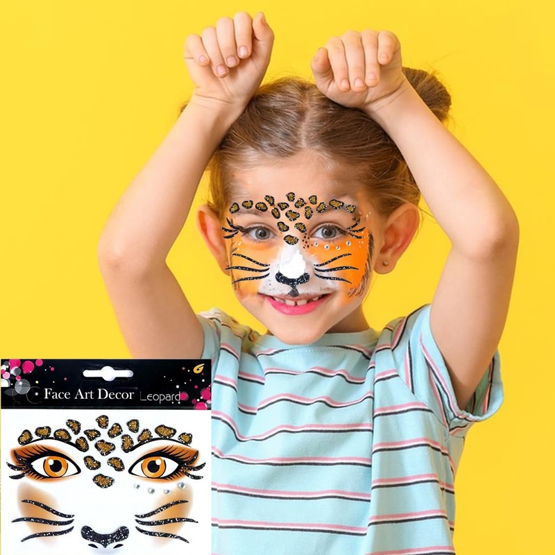Leopard Face Tattoo Stickers Tiger Lion, Leopard Print Cat Face