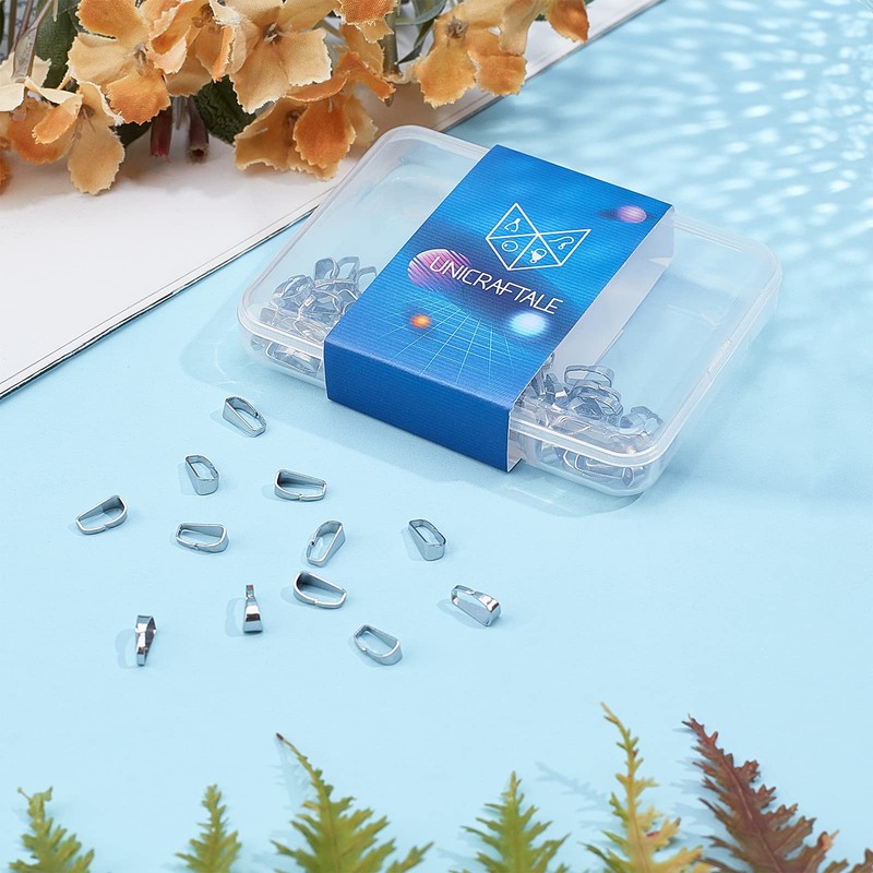 UNICRAFTALE 100pcs 2.5mm Wide Stainless Steel Snap On Bails Mental