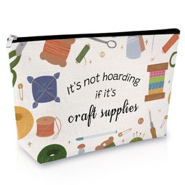 Crafting Lover Gift Crafter Gift for Women Makeup Bag Sewing Lovers Present Crocheting Lover Present for Her Mom Knitter Gifts for Friend Travel Cosmetic Bag Christmas Birthday Gifts for Crocheters
