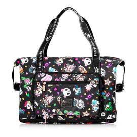 Tokidoki Expandable Tokidoki Duffle Bag Foldable Travel Duffel Bags for Women Large Capacity Tokidoki Travel Bags Unicorno Luggage Bag for Sports Gym Vacation (black)