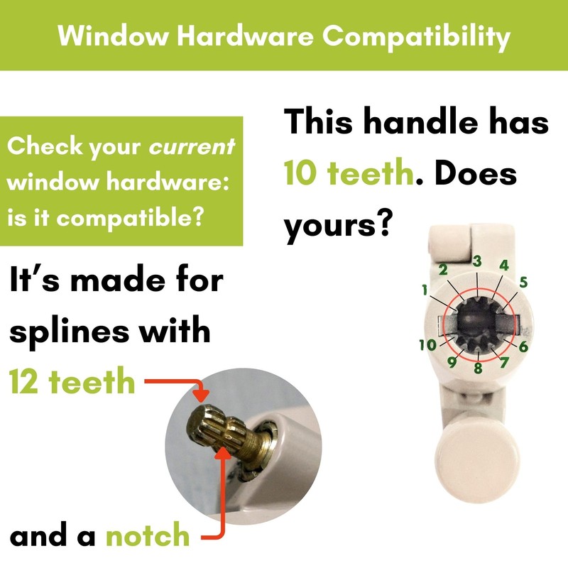 Ideal Security Folding Window Crank Handle, 11/32” Spline, White, 2-Pack